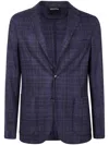 Zegna Wool Jacket With Chest And Front Pockets In Blue