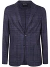 Zegna Wool Jacket With Chest And Front Pockets In Blue