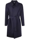 Zegna Wool Overcoat With Belted Waist And Pockets In Animal Print