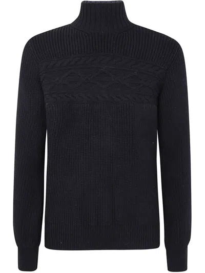Zegna Pure Wool Pearl Stitch High Neck In Black