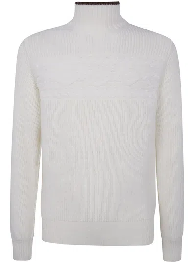 Zegna Pure Wool Pearl Stitch High Neck Clothing In White