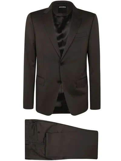 Zegna Pure Wool Suit Clothing In Brown