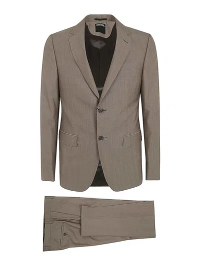 Zegna Pure Wool Suit In Brown