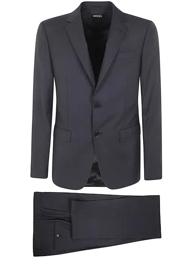 Zegna Pure Wool Suit Clothing In Blue