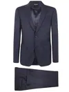 Zegna Wool Suit With Notch Lapel And Pockets In Blue