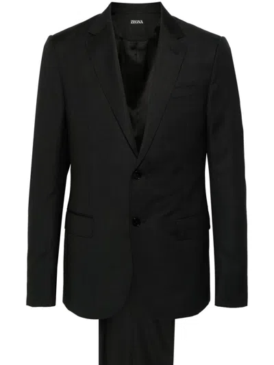 ZEGNA PURE WOOL SUIT,R822773A8.281CGN DARK GREY SOLID