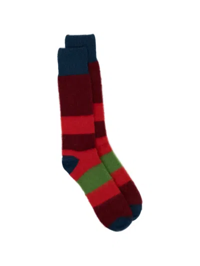 Zegna Rainbow-striped Mid-calf Socks In Multi