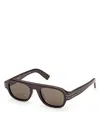 Zegna Rectangular Sunglasses, 52mm In Brown