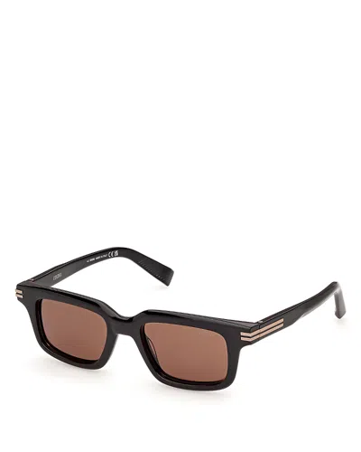 Zegna Rectangular Sunglasses, 52mm In Black