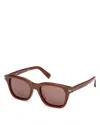 Zegna Rectangular Sunglasses, 54mm In Brown