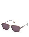 Zegna Rectangular Sunglasses, 56mm In Brown/purple Solid