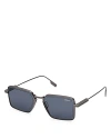 Zegna Rectangular Sunglasses, 56mm In Gray/blue Solid