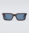 Zegna Rectangular Sunglasses In Brown