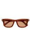 Zegna Rectangular Sunglasses In Brown
