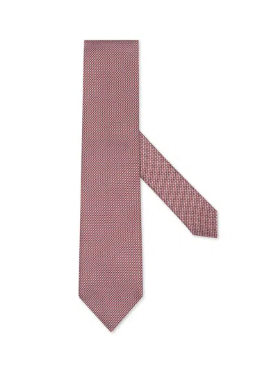 Zegna Red Silk Tie In Pink