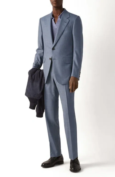 Zegna Regular Fit Light Blue Glen Check Centoventimila Wool Suit