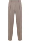 Zegna Single Pleat Premium Cotton Blend Pants In Beige