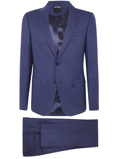 Zegna Regular Suit "z Luxury Tailoring" In Blue