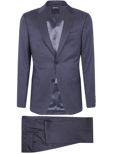 Zegna Regular Suit "z Luxury Tailoring" In Blue