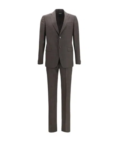 Zegna Regular-fit Tailored Suit In Brown