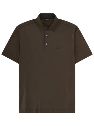 Zegna Reguther Fit Cotton Polo For Men In Brown