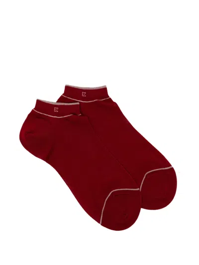 Zegna Rete Piquet Socks In Burgundy