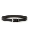Zegna Reversible Leather Belt With Hand-buffed Finish And Sleek Silver-tone Buckle In Black