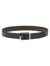 Zegna Reversible Leather Belt With Hand-buffed Finish And Sleek Silver-tone Buckle In Black