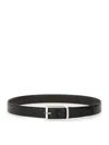 Zegna Reversible Leather Belt With Hand-buffed Finish And Sleek Silver-tone Buckle In Black