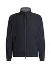 Zegna Reversible Blouson Navy In Animal Print