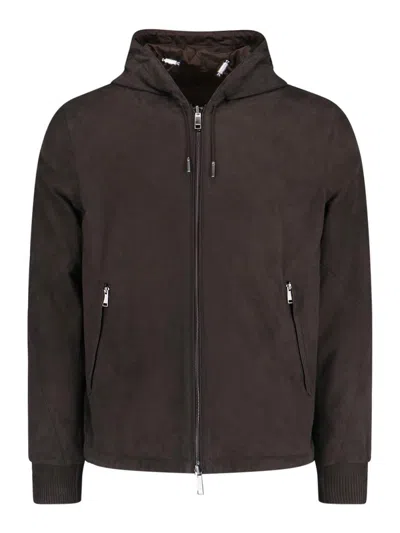 Zegna Reversible Hooded Sweatshirt In Brown