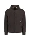 Zegna Drawstring Hooded Jacket In Brown