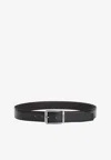 Zegna Leather Belt With Adjustable Length And Metal Buckle In Black
