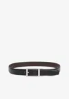 Zegna Reversible Leather Belt With Hand-buffed Finish And Sleek Silver-tone Buckle In Black