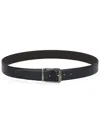 Zegna Dual Sided Leather Belt With Metal Buckle In Black