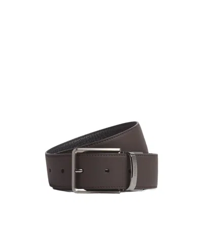 Zegna Reversible Leather Belt In Black