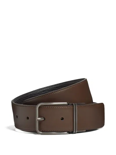 Zegna Dark Brown And Black Reversible Leather Belt