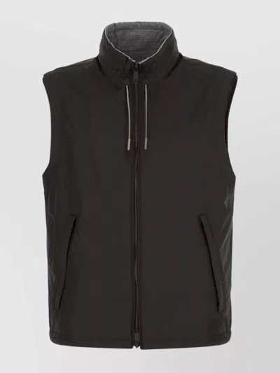 ZEGNA REVERSIBLE SLEEVELESS JACKET HIGH COLLAR