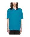 Zegna Rib Knitted Wool Short-sleeved T-shirt In Blue