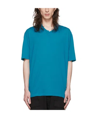 Zegna Rib Knitted Wool Short-sleeved T-shirt In Blue