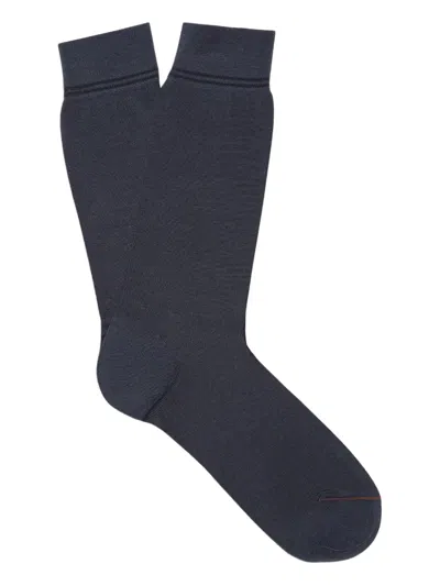 Zegna Ribbed Ankle Socks In Blue