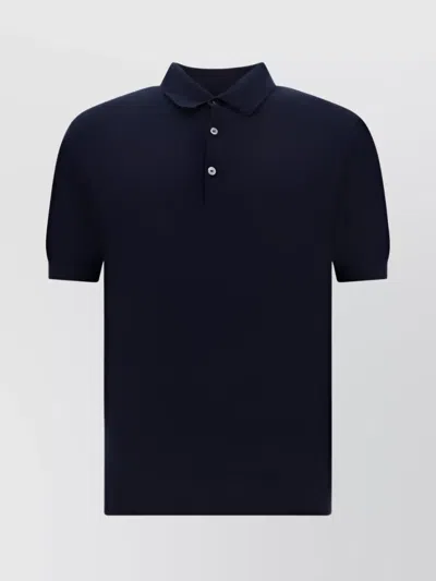 Zegna Ribbed Collar Polo Shirt In Black