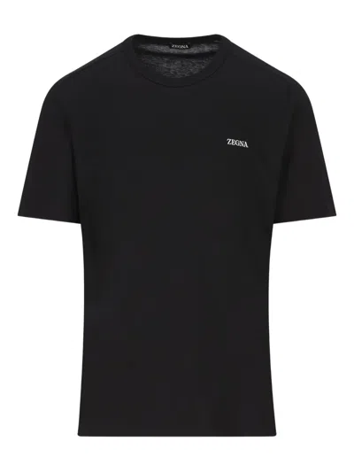 Zegna Ribbed Crew-neck T-shirt In Black