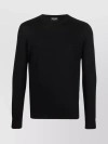 Zegna Ribbed Crewneck Sweater With Long Sleeves In Black