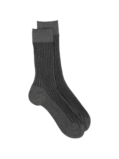Zegna Ribbed Mid-calf Socks In Gray