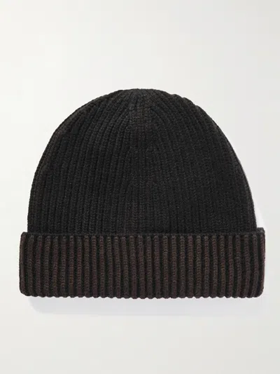 Zegna Ribbed Oasi Cashmere Beanie In Black