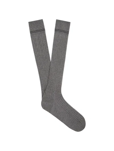 Zegna Ribbed Socks In Gray