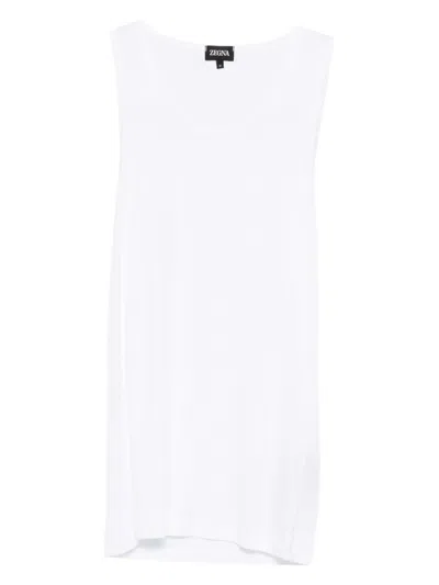 Zegna Ribbed Tank Top In White
