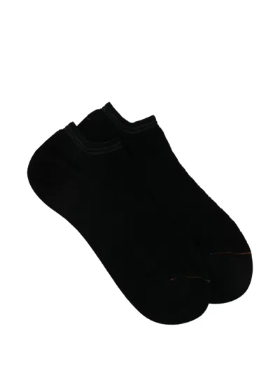 Zegna Ribbed-knit Low-cut Socks In Black