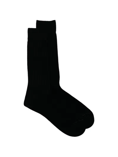 Zegna Ribbed-knit Mid-calf Socks In Blue